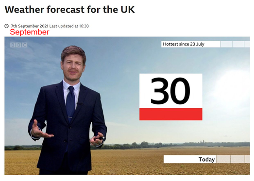 September heatwave BBC weather forecast